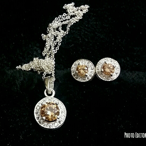 NWOT citrine earring & necklace set - Picture 1 of 7